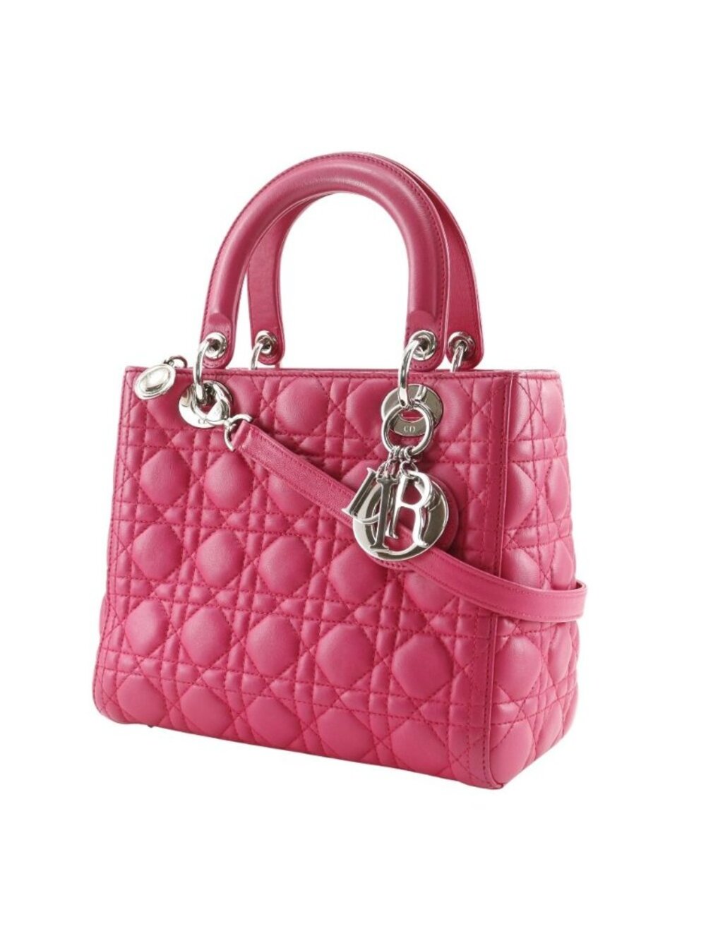 Dior Christian Cannage 2-Way Shoulder Leather Fuchsia - Picture 2 of 10